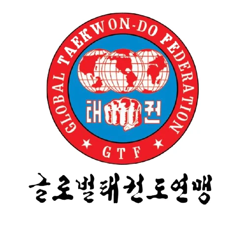 Логотип GTF — Global Taekwon-Do Federation (Глобальна Федерація Таеквон-До), заснована Грандмастером Пак Джун Те у 1990 році, корейський напис 글로벌 태권도 연맹